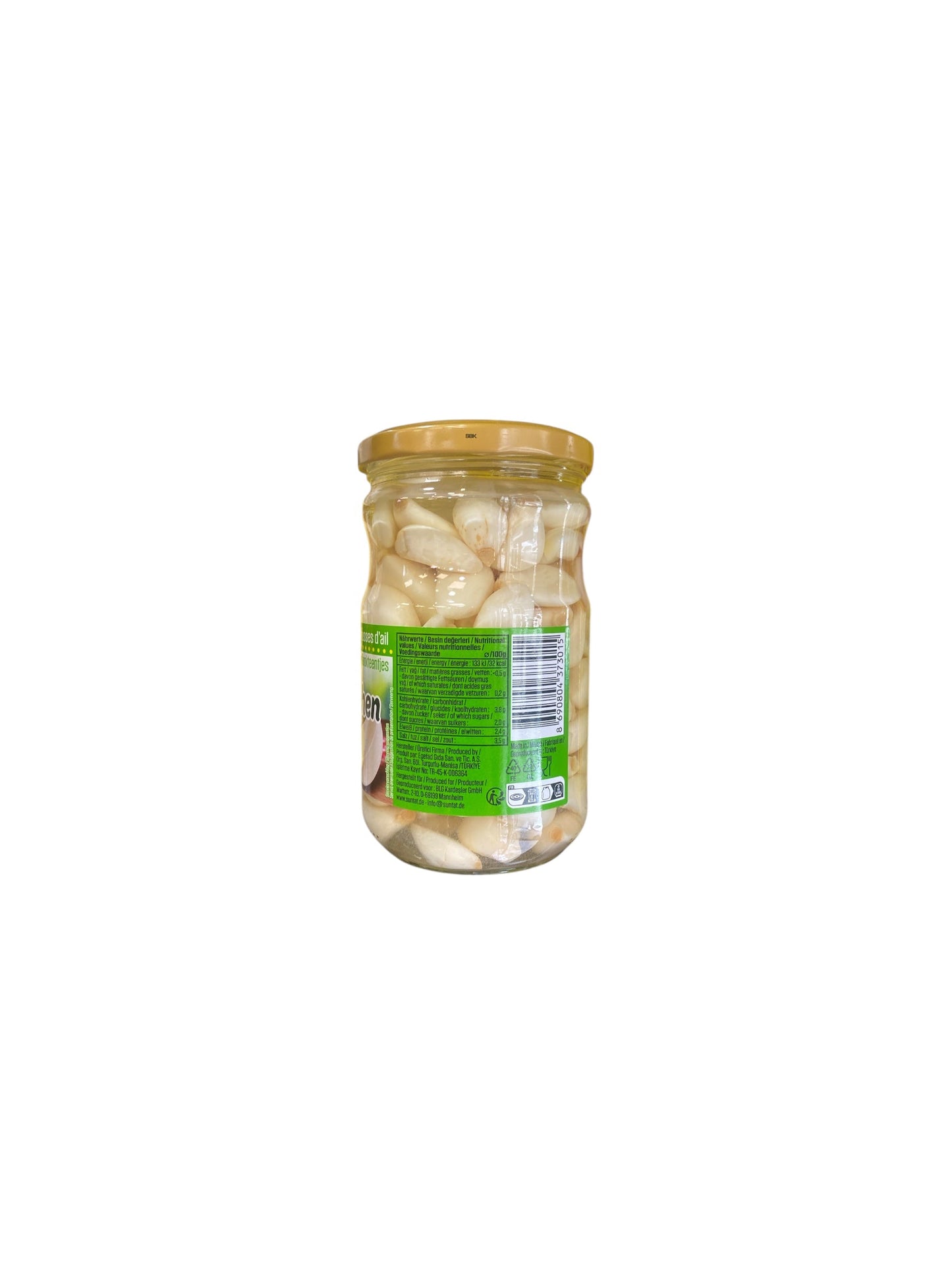 Suntat - Gousses d'Ail Marinées Suntat | Ail en Conserve Prêt à l'Emploi | Saveur Douce &Pratique | 650g (370g Égoutté)