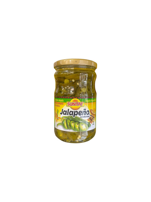 Suntat - Jalapeños en Rondelles - Piments Marinés Épicés | Prêts à l'Emploi | 640g (320g Égoutté)