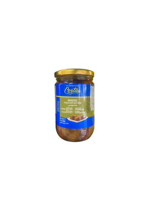 Cortas Makdous Aubergines Marinées dans l'Huile 500g | Spécialité Libanaise Traditionnelle | Mezzé du Moyen-Orient